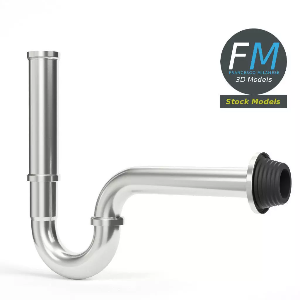 Basin sink siphon 3D model_0