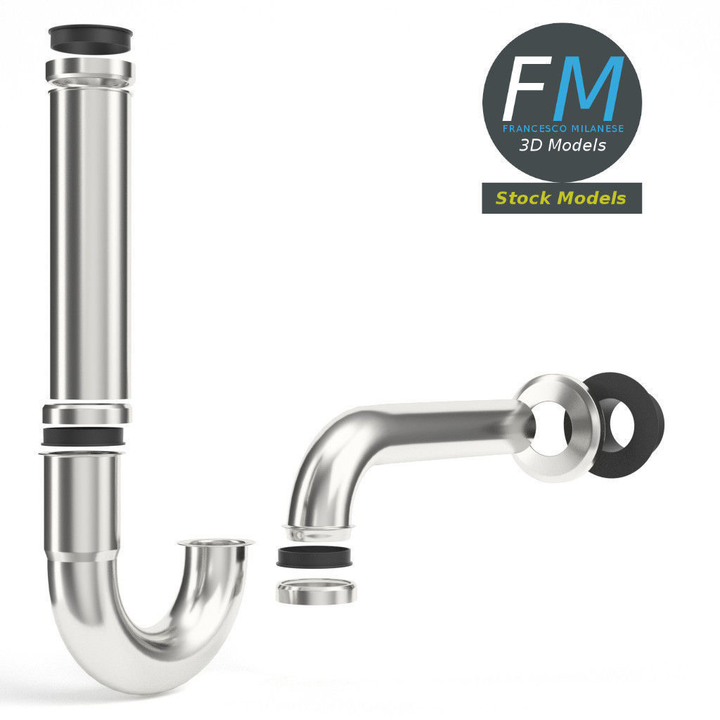 Basin sink siphon 3D model_4