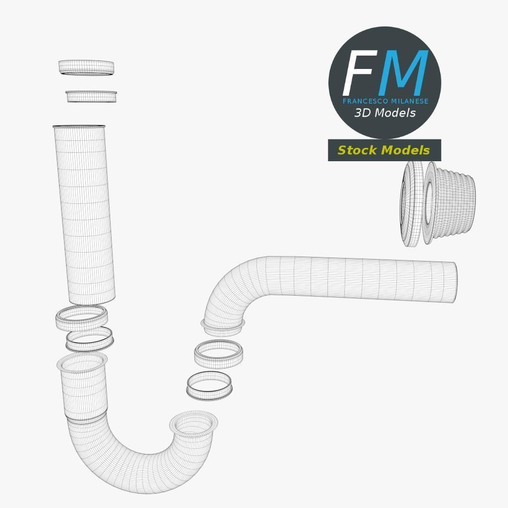 Basin sink siphon 3D model_8