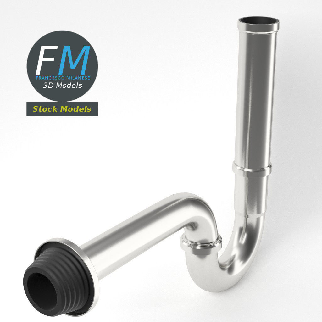 Basin sink siphon 3D model_5