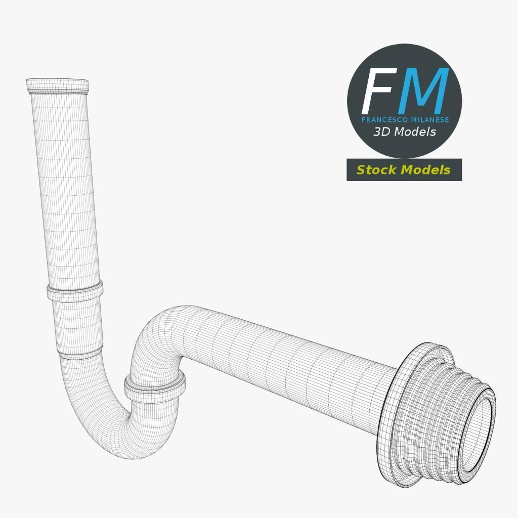Basin sink siphon 3D model_7