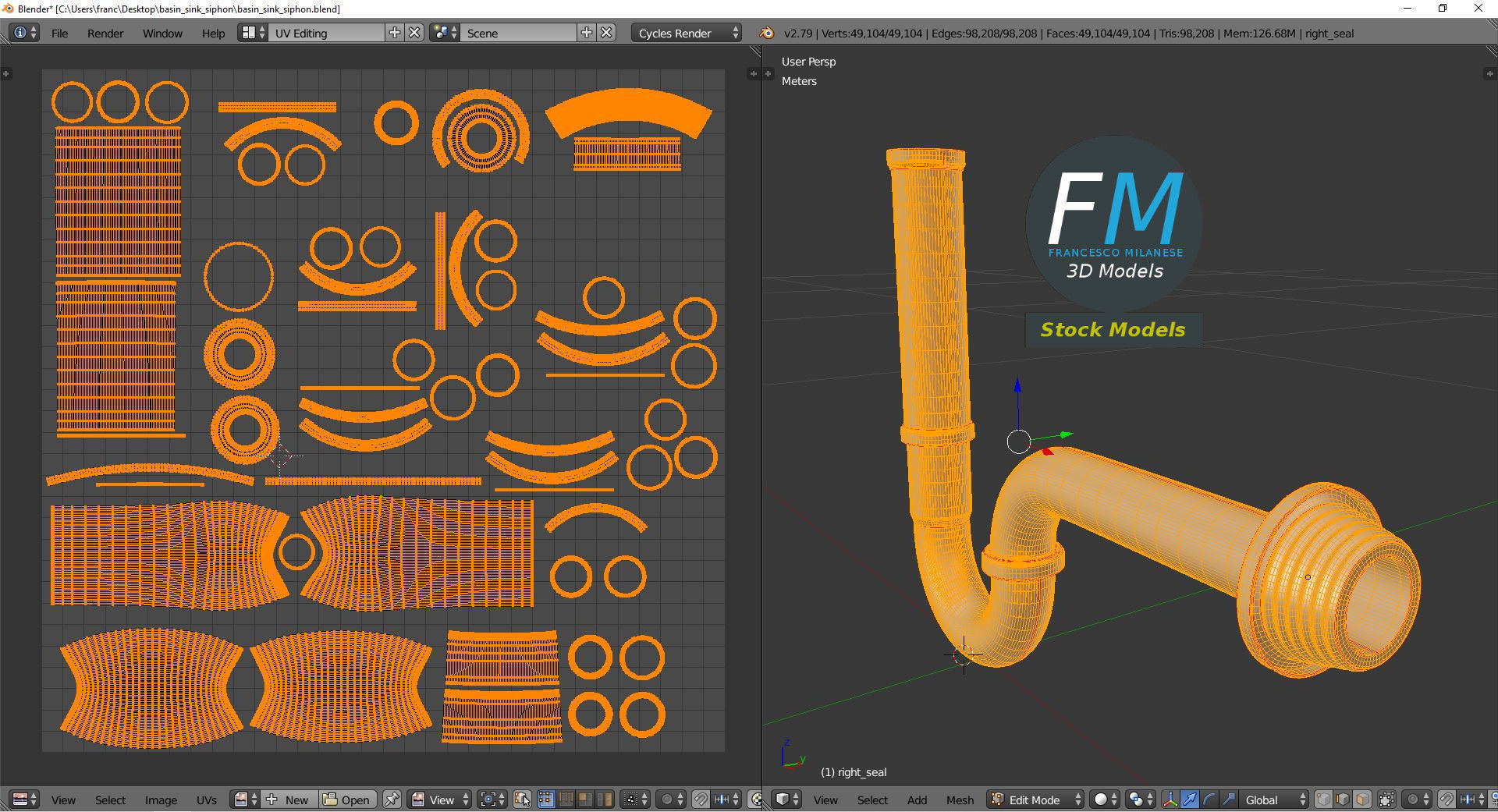 Basin sink siphon 3D model_10