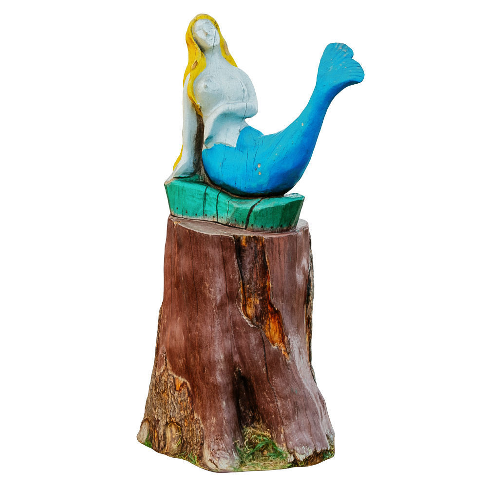 Wooden Mermaid on the Stump 3D model_1