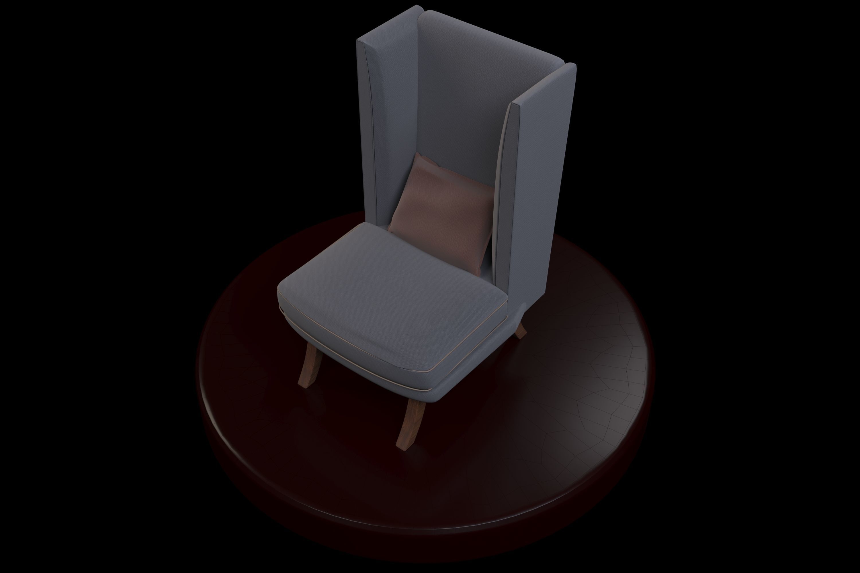 Berjer wingback chair 3D model_1