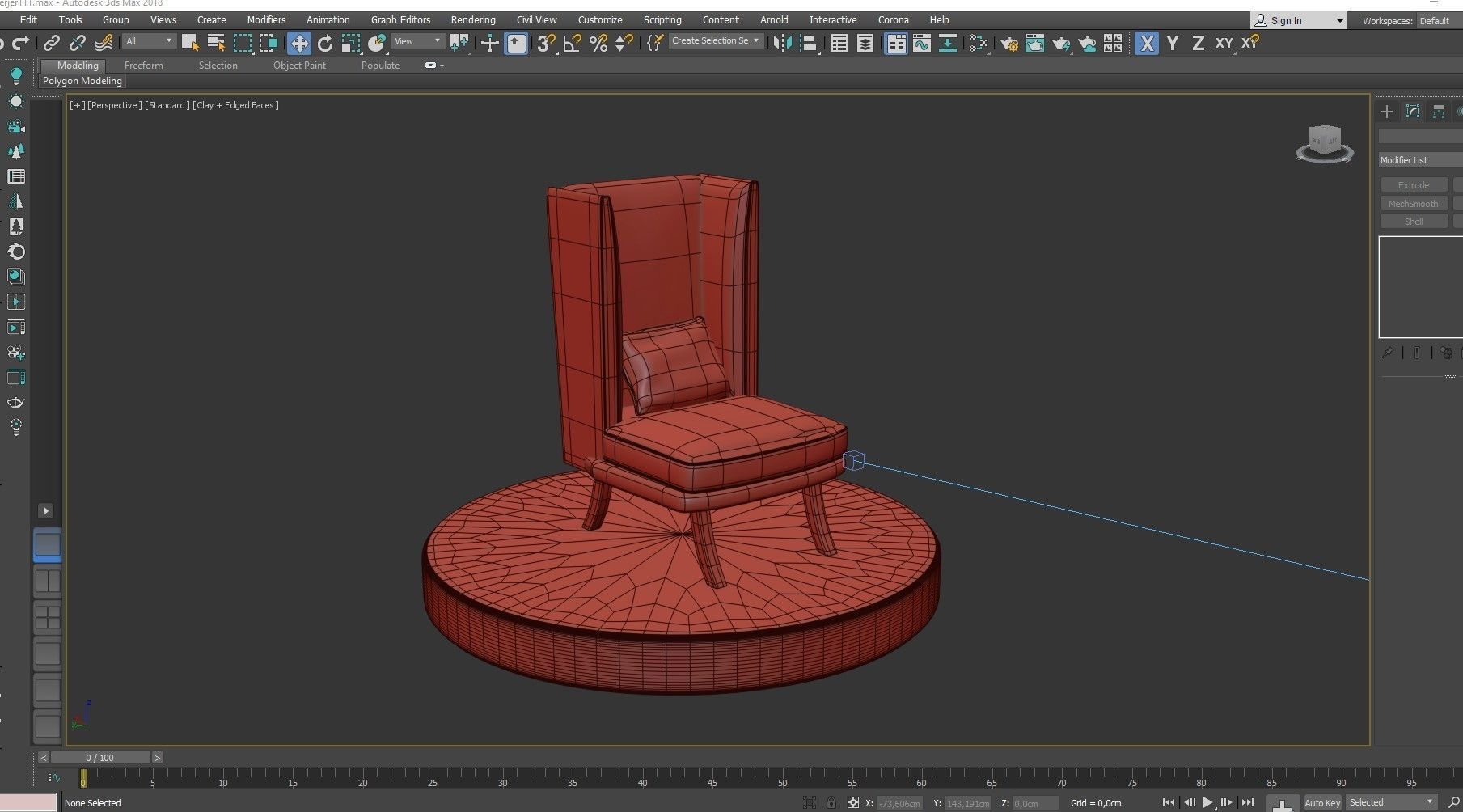 Berjer wingback chair 3D model_3