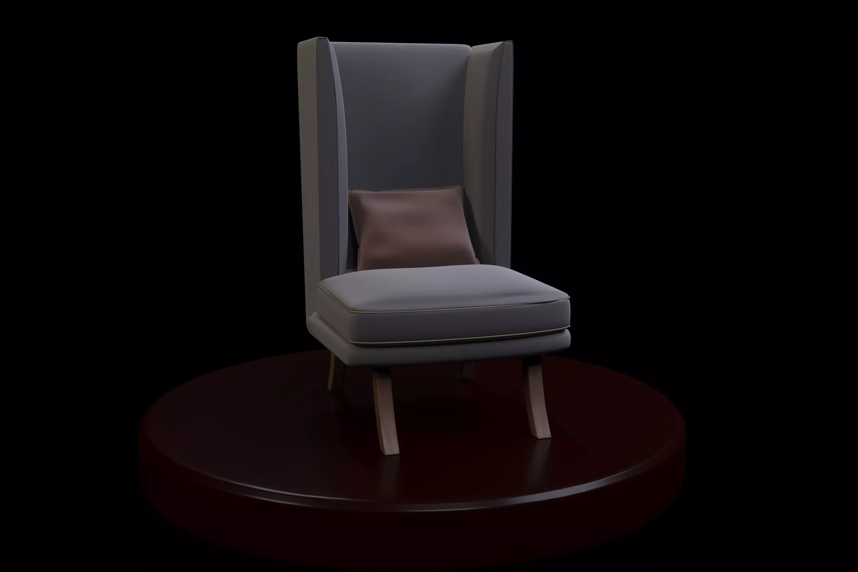 Berjer wingback chair 3D model_0
