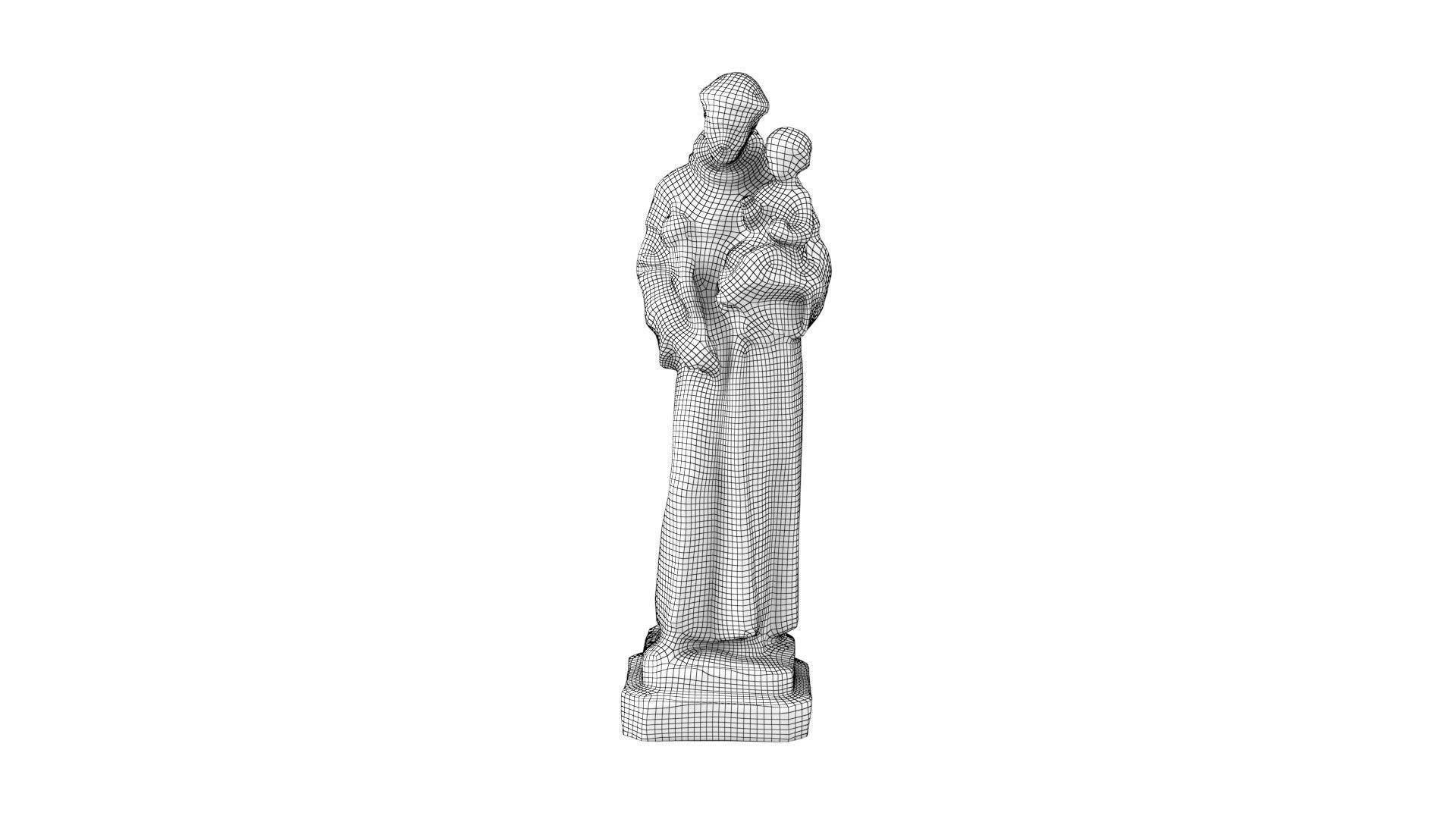 Statue - Saint Anthony Carving Low-poly 3D model_9
