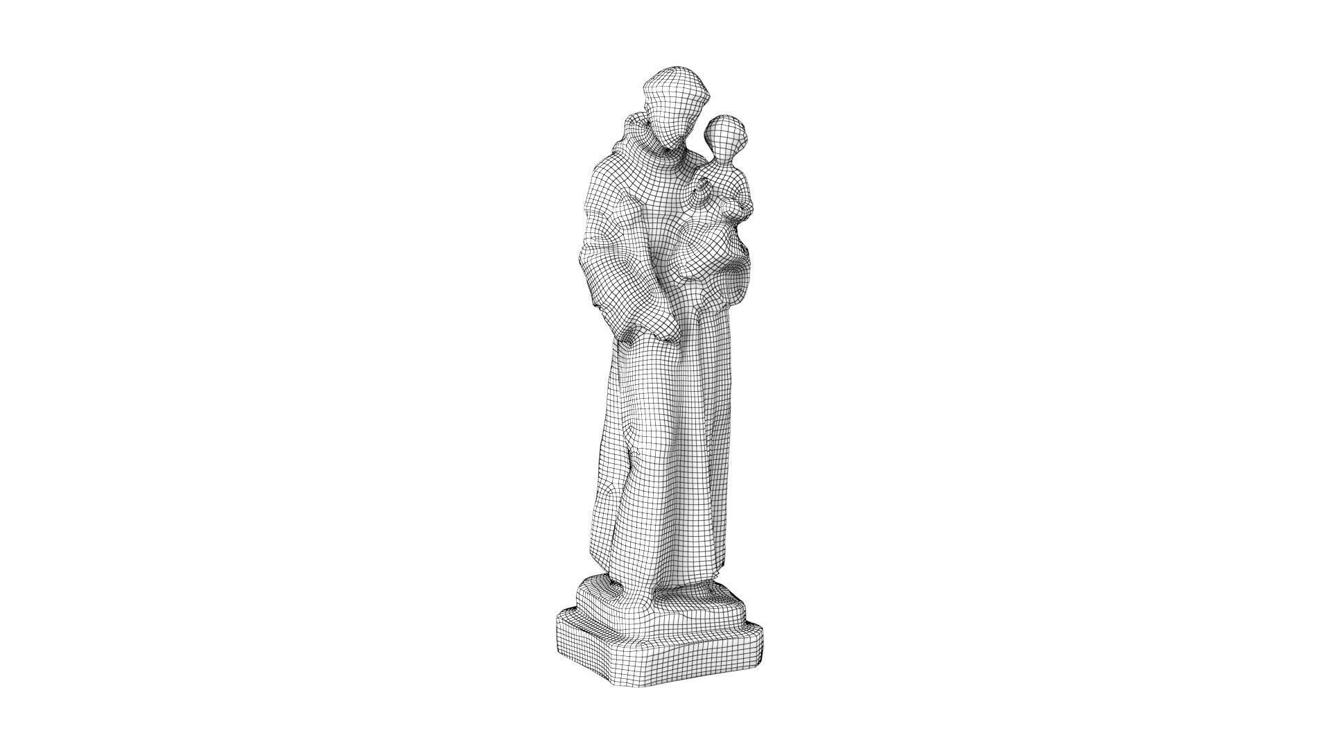 Statue - Saint Anthony Carving Low-poly 3D model_8