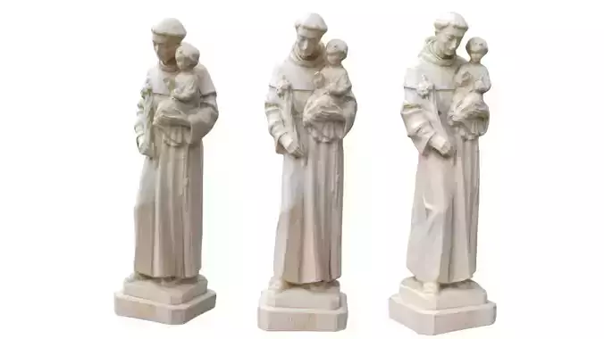 Statue - Saint Anthony Carving Low-poly 3D model