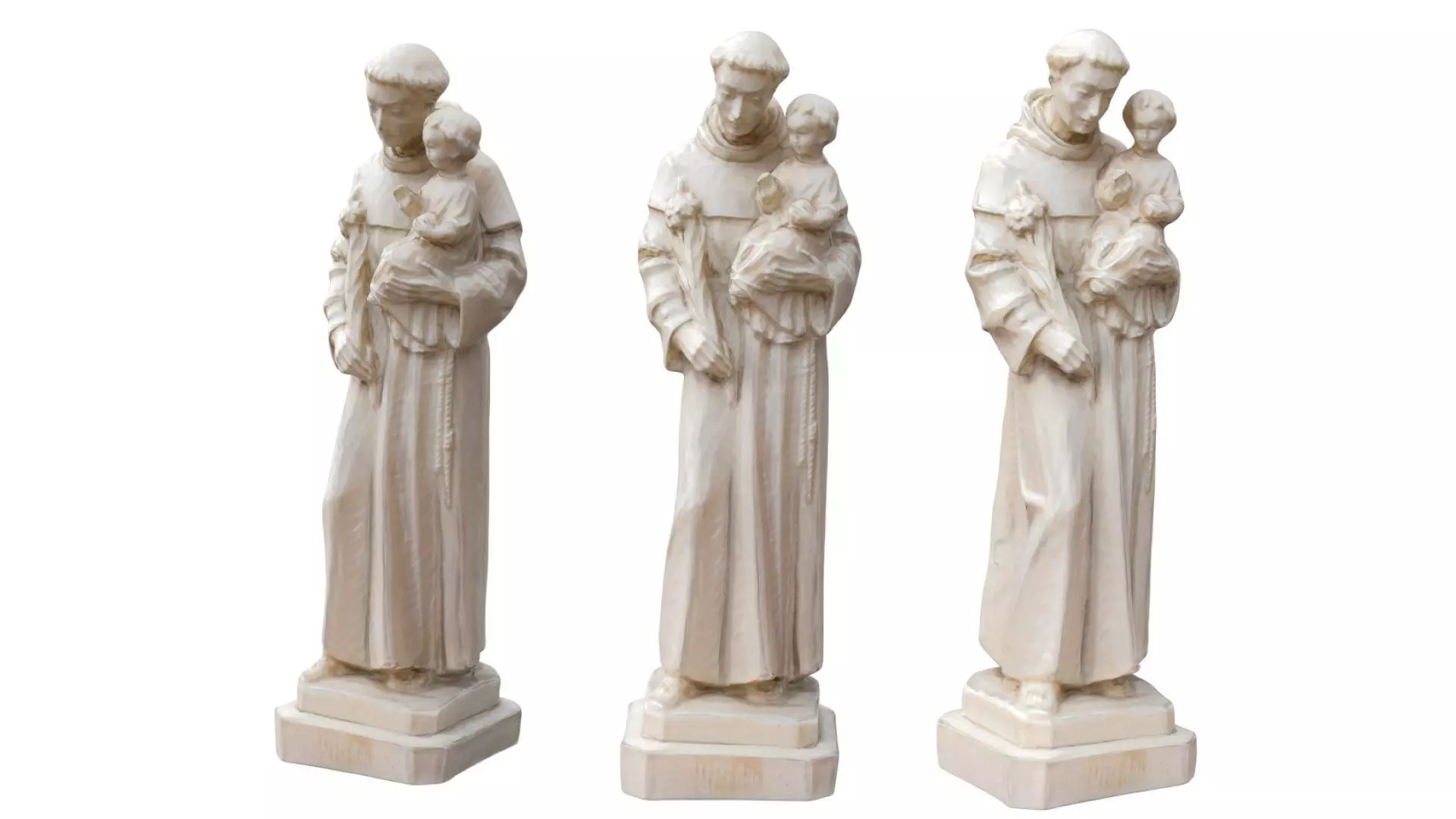 Statue - Saint Anthony Carving Low-poly 3D model_0