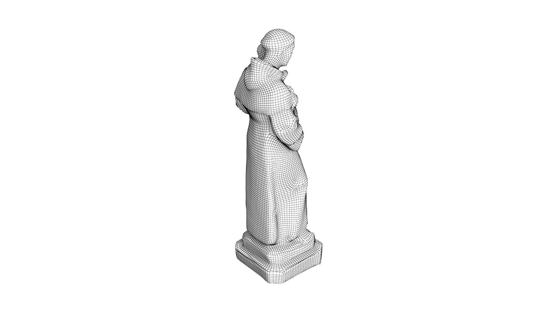 Statue - Saint Anthony Carving Low-poly 3D model_7