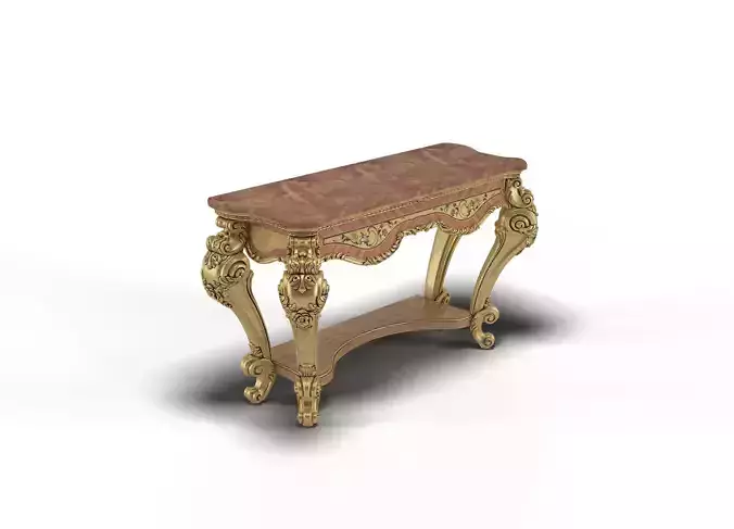 Console gold table with marble top
