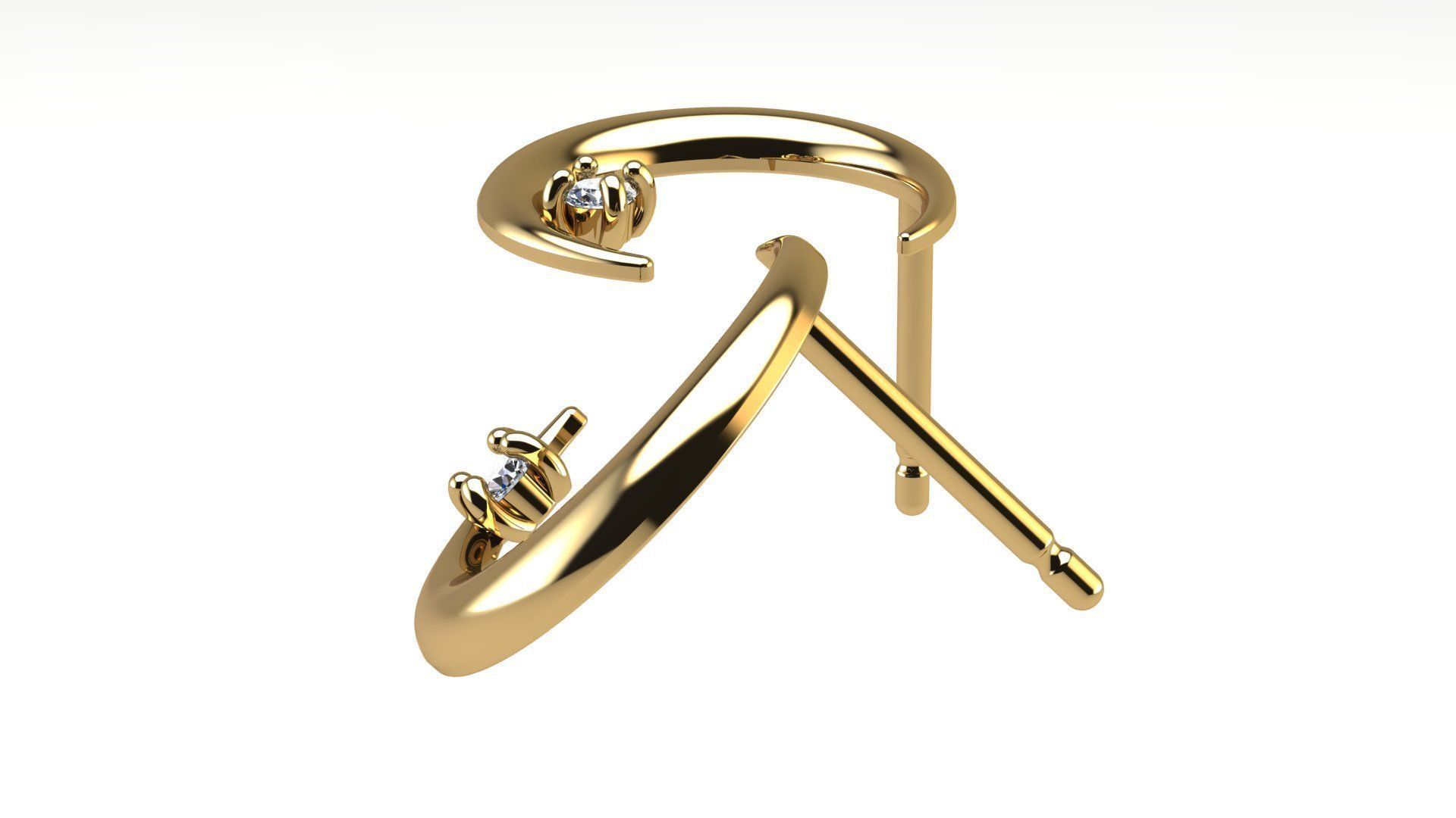 Moon Earring with Diamonds 3D print model_6