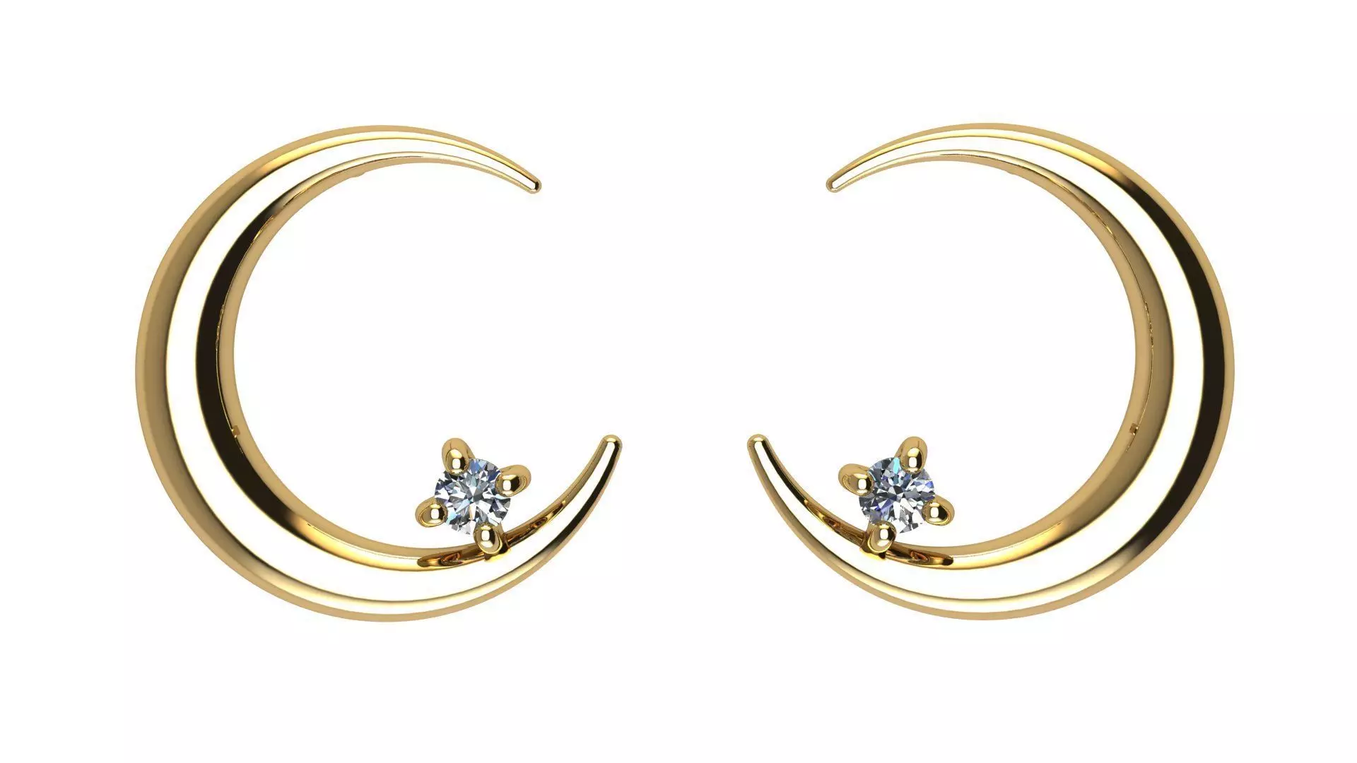 Moon Earring with Diamonds 3D print model_0