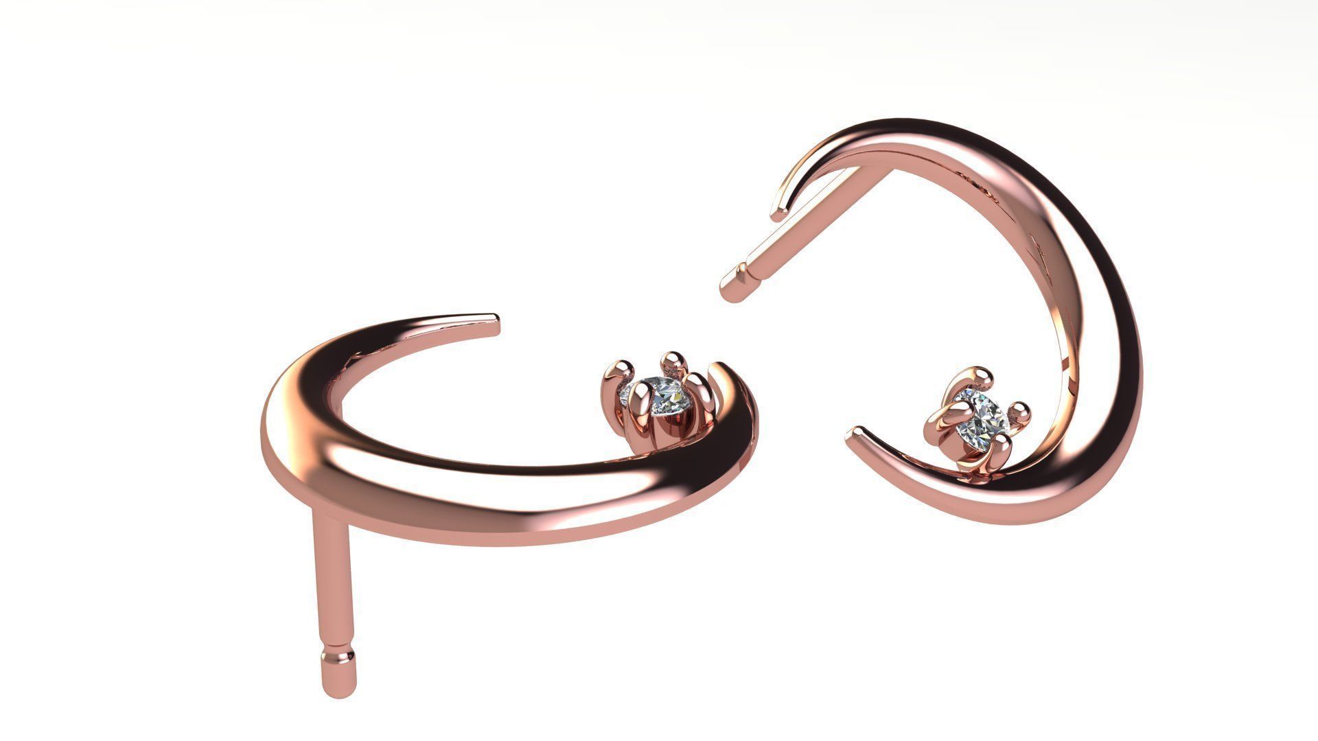 Moon Earring with Diamonds 3D print model_11