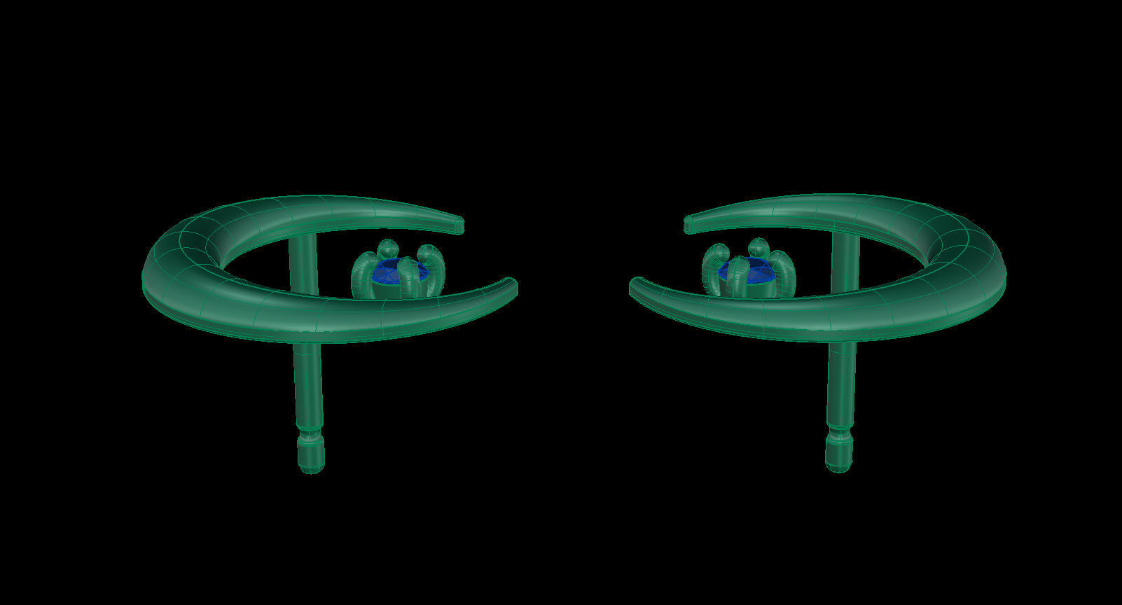 Moon Earring with Diamonds 3D print model_15