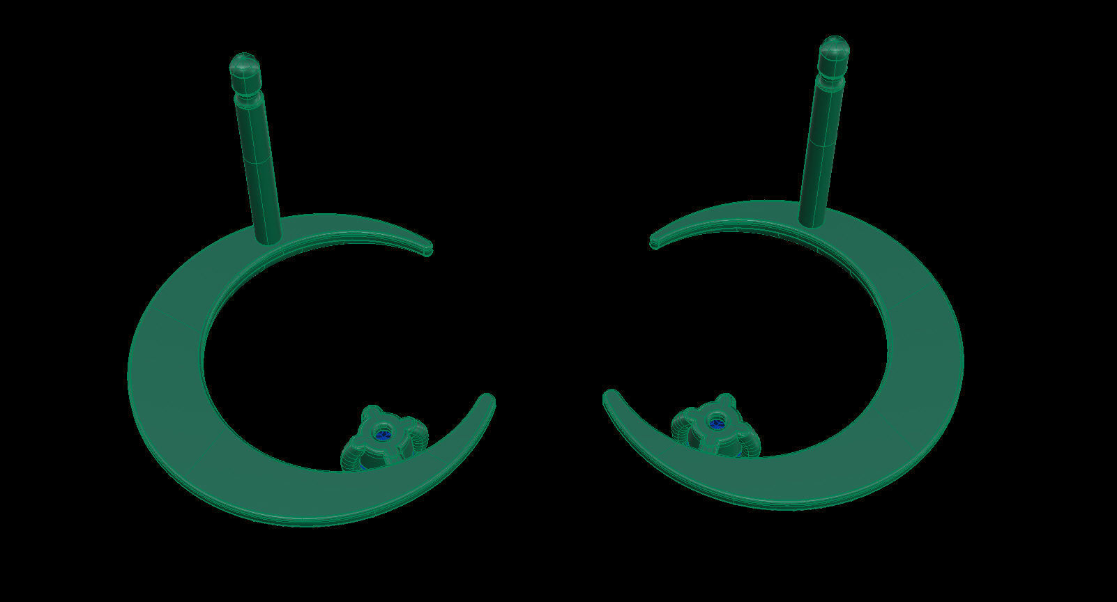 Moon Earring with Diamonds 3D print model_14