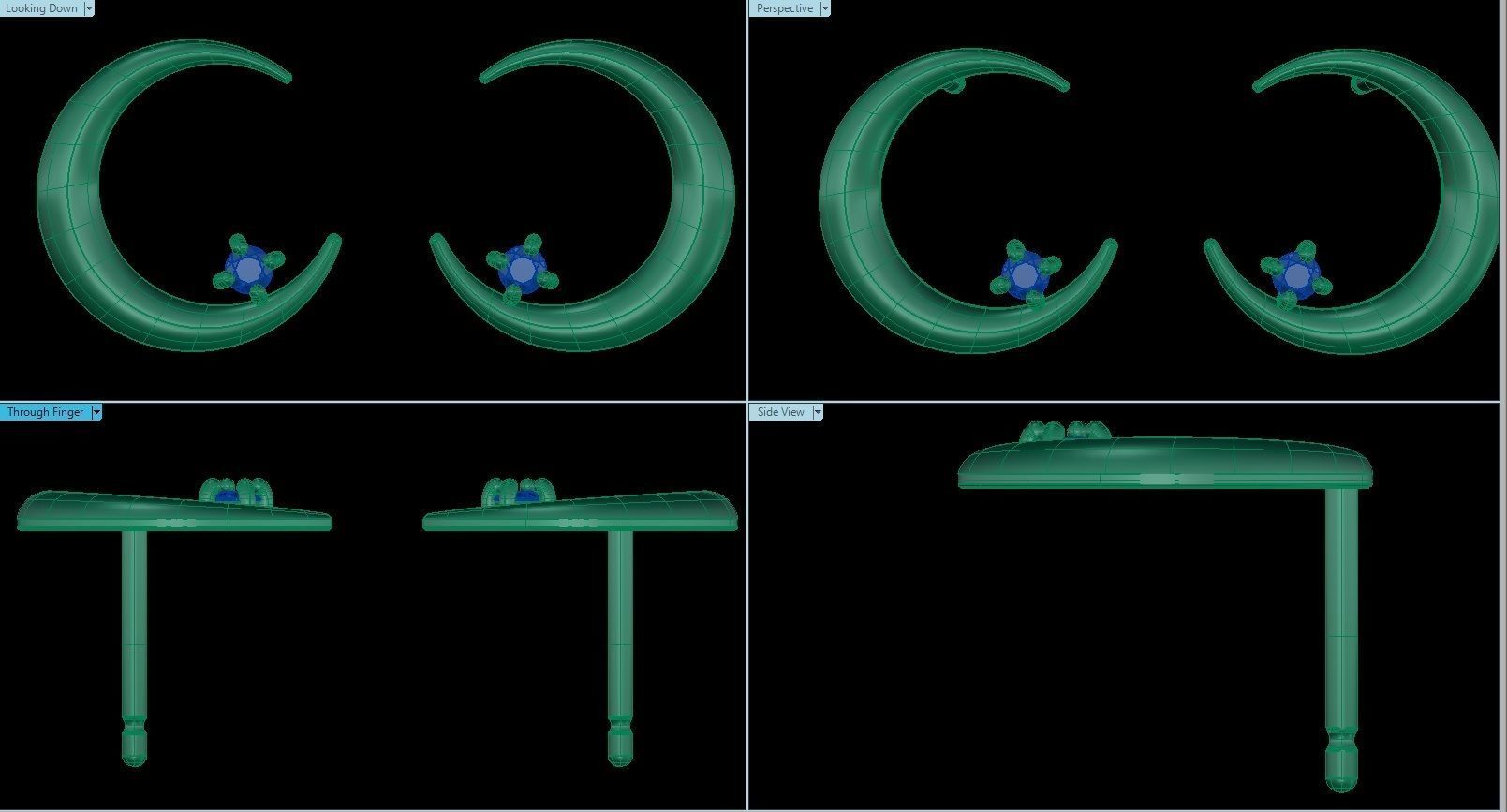 Moon Earring with Diamonds 3D print model_1