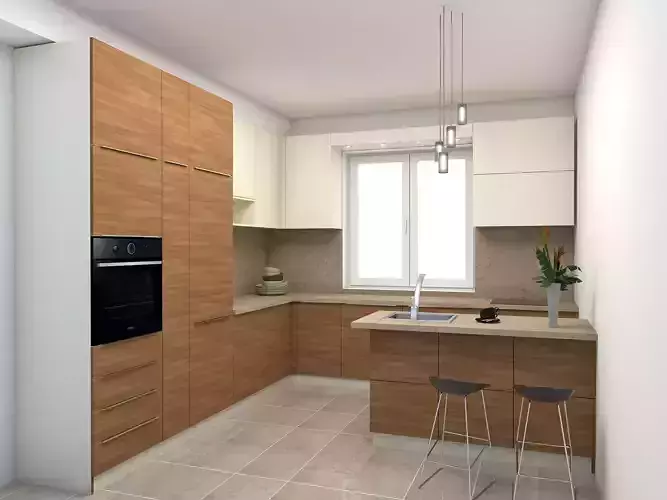 kitchen with wooden cabinets and counter tops