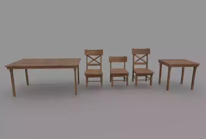 Wooden Tavern Table and Chairs 