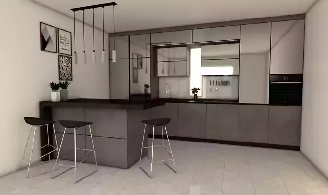 kitchen modern with bar stools
