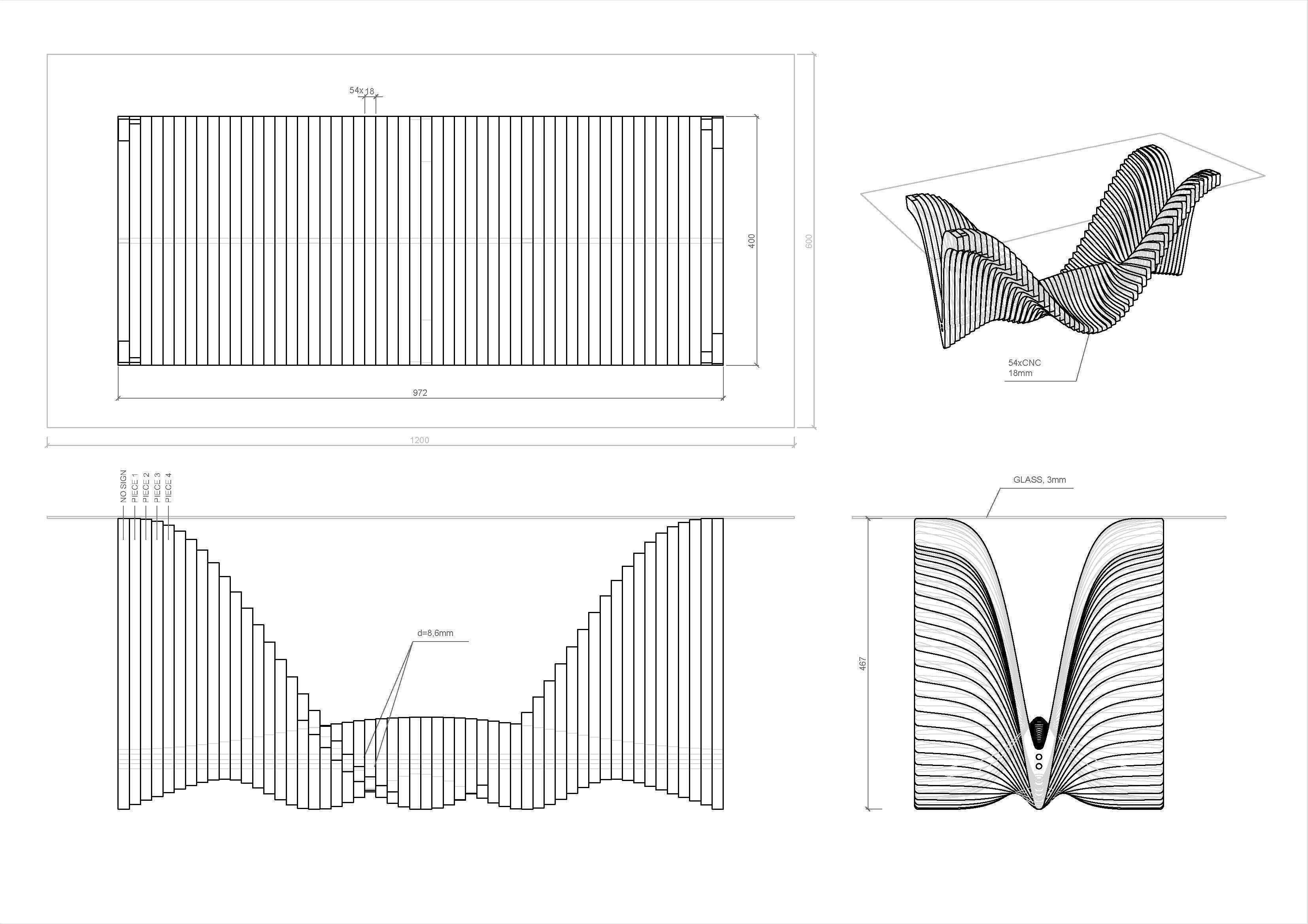 Parametric Table Ridge Low-poly 3D model_7