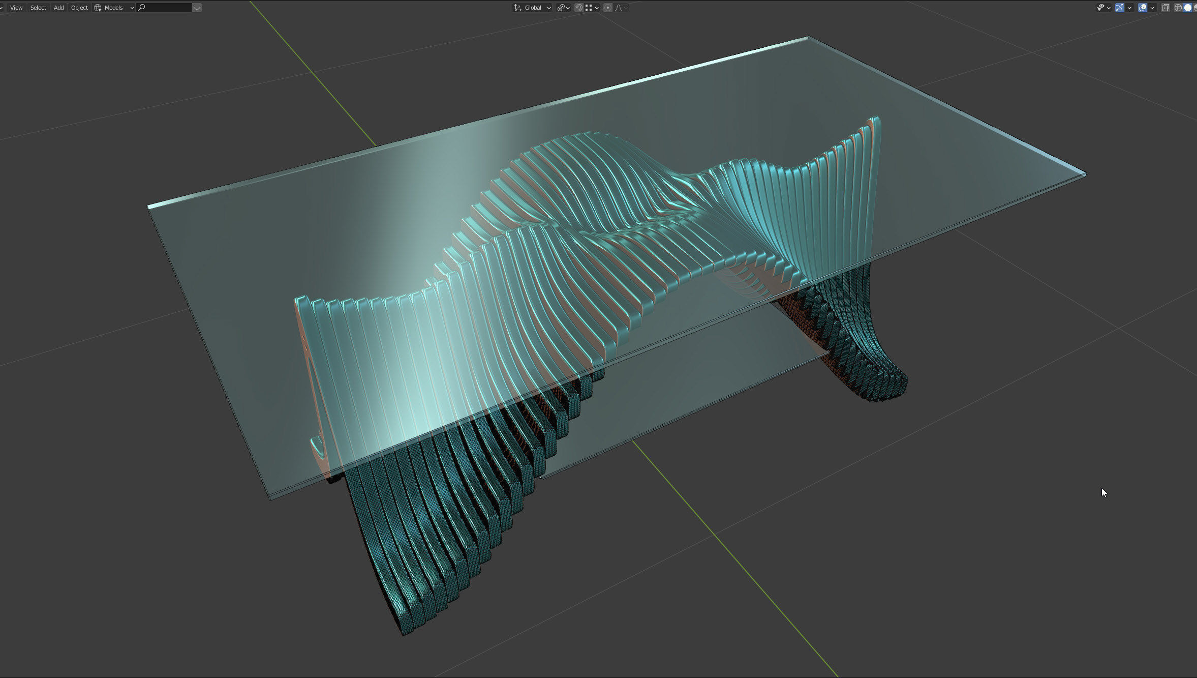 Parametric Table Ridge Low-poly 3D model_23