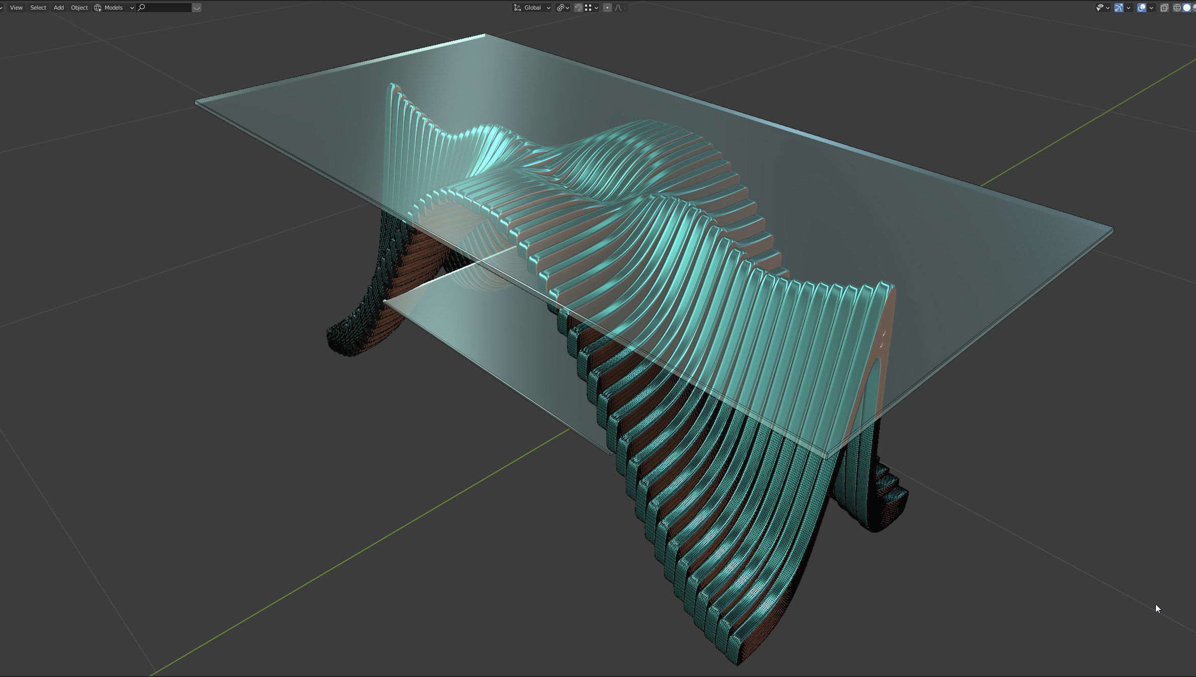 Parametric Table Ridge Low-poly 3D model_11