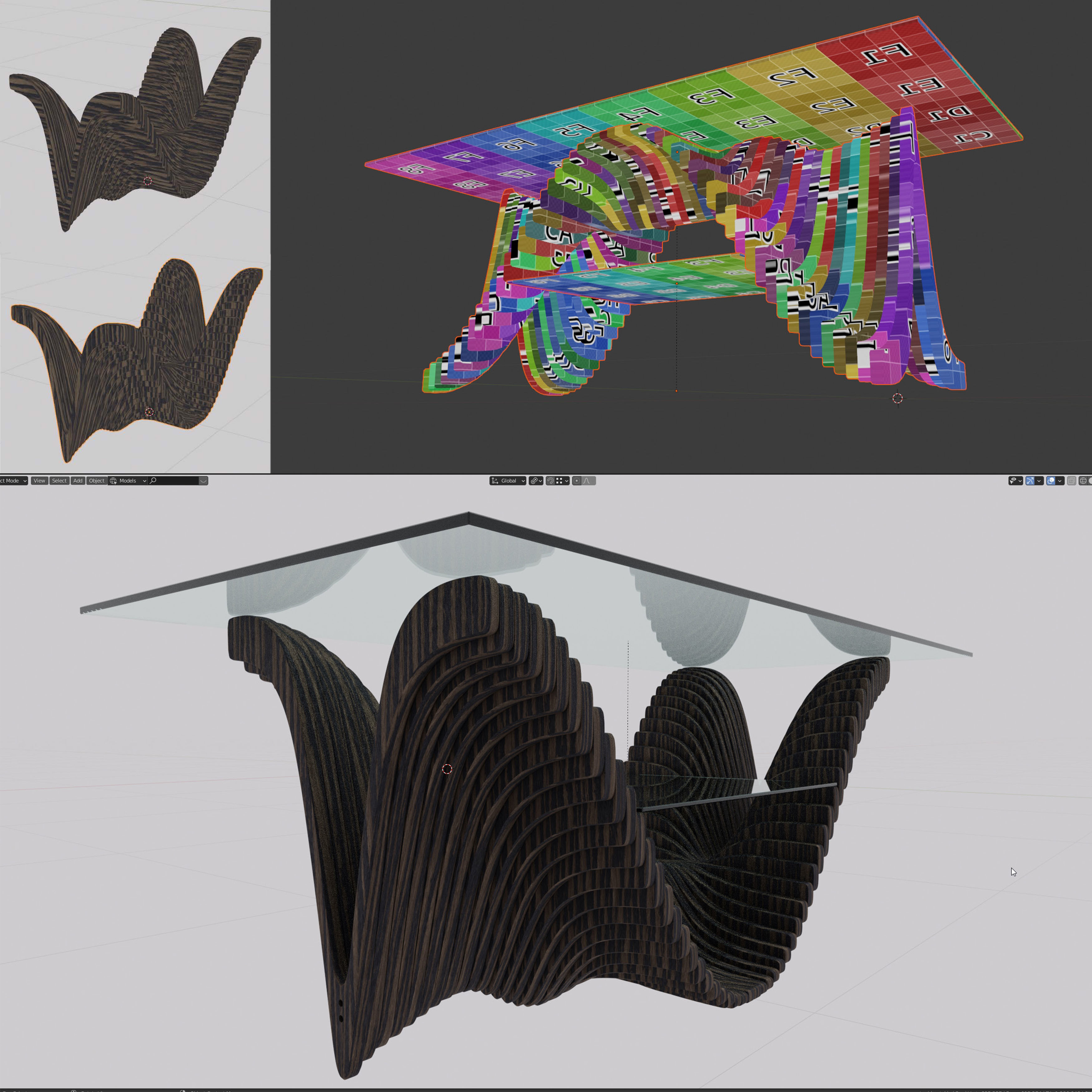 Parametric Table Ridge Low-poly 3D model_19