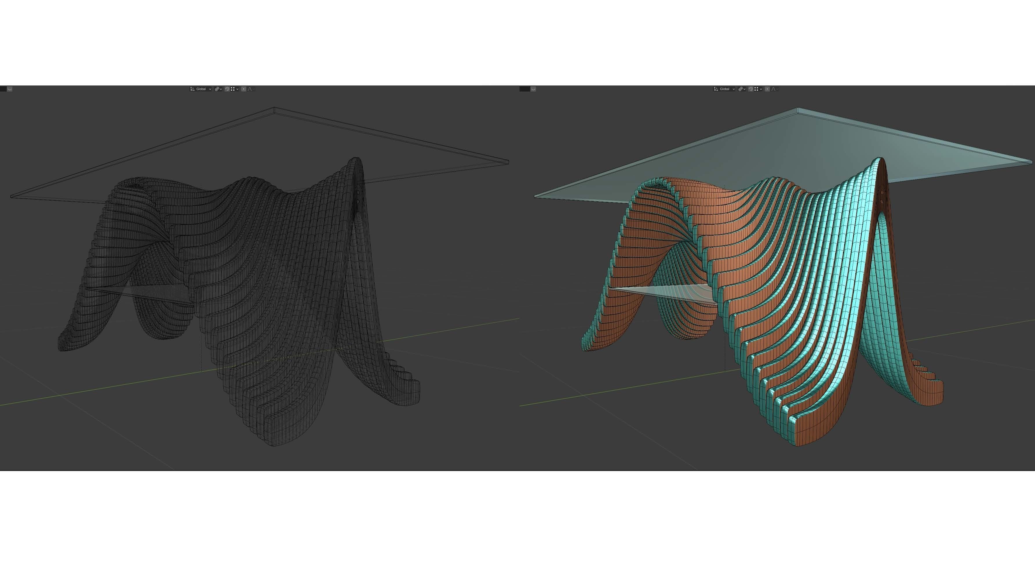 Parametric Table Ridge Low-poly 3D model_10