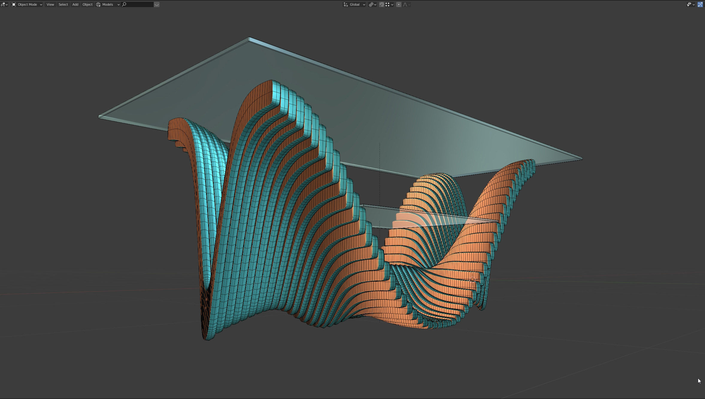 Parametric Table Ridge Low-poly 3D model_15