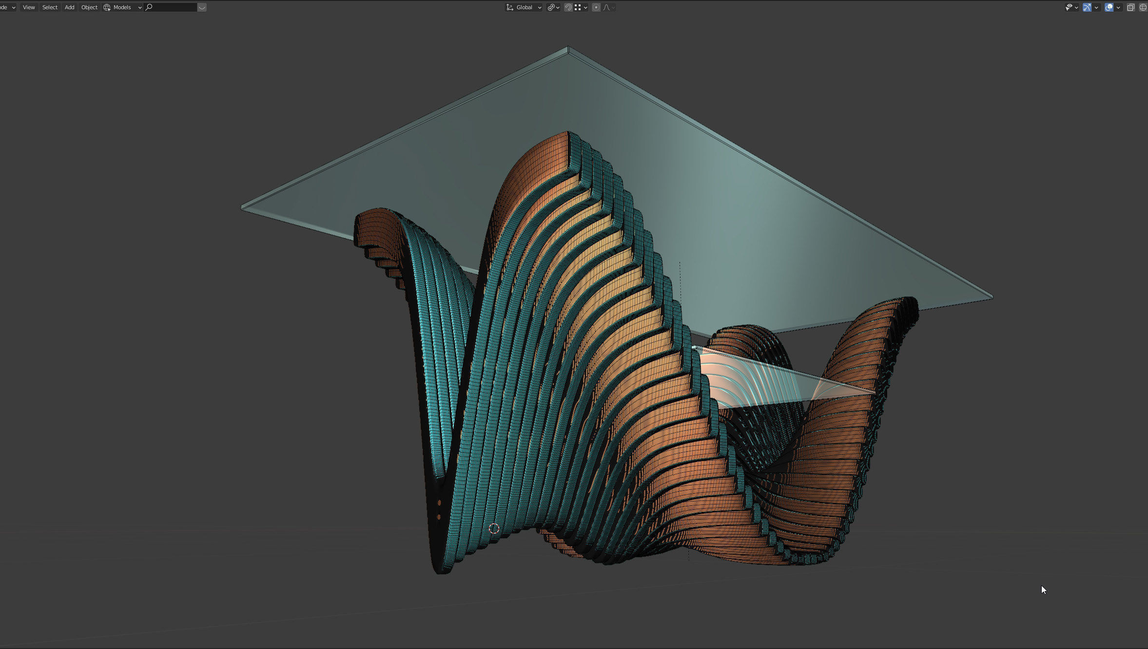 Parametric Table Ridge Low-poly 3D model_16