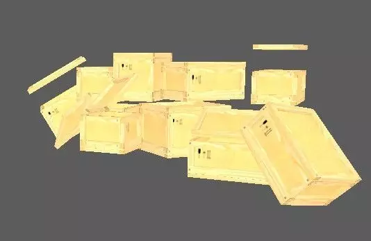 Set of wooden boxes Low-poly 3D model