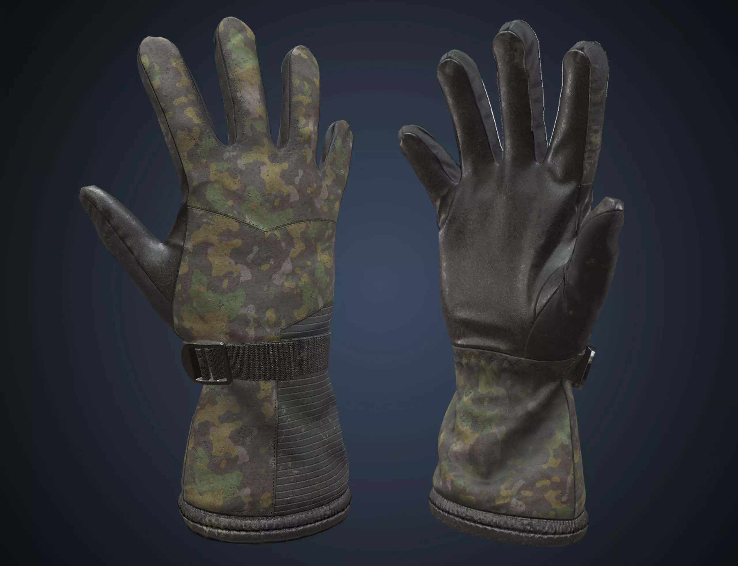 Military gloves Low-poly 3D model_0