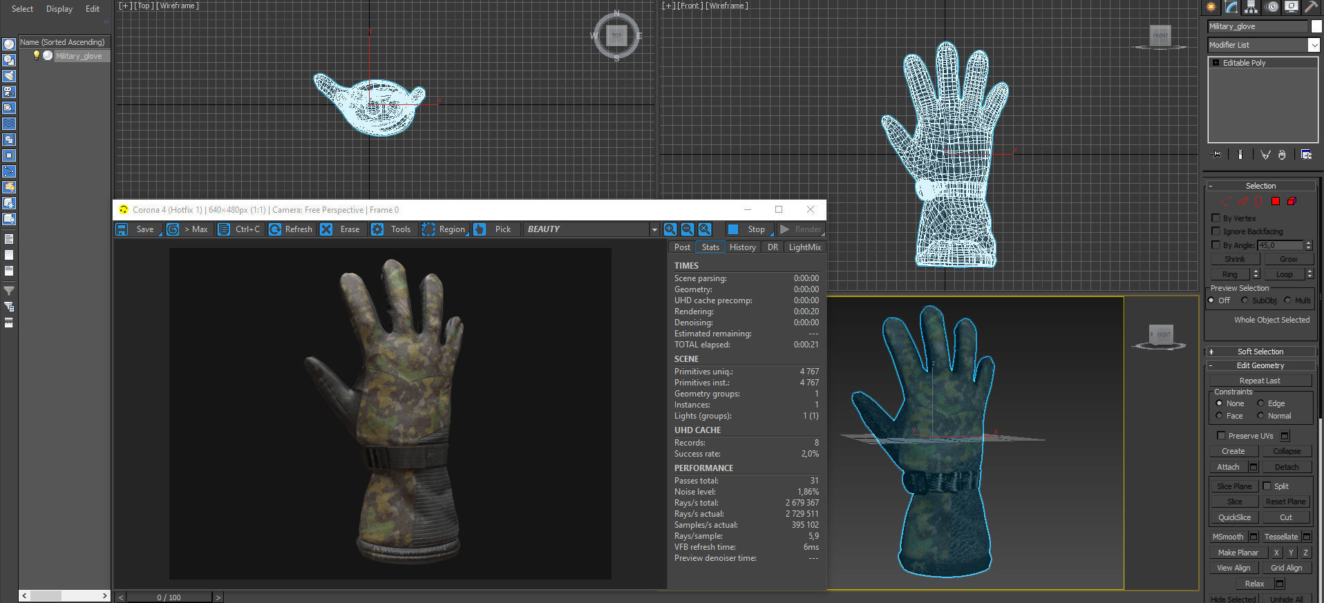 Military gloves Low-poly 3D model_29