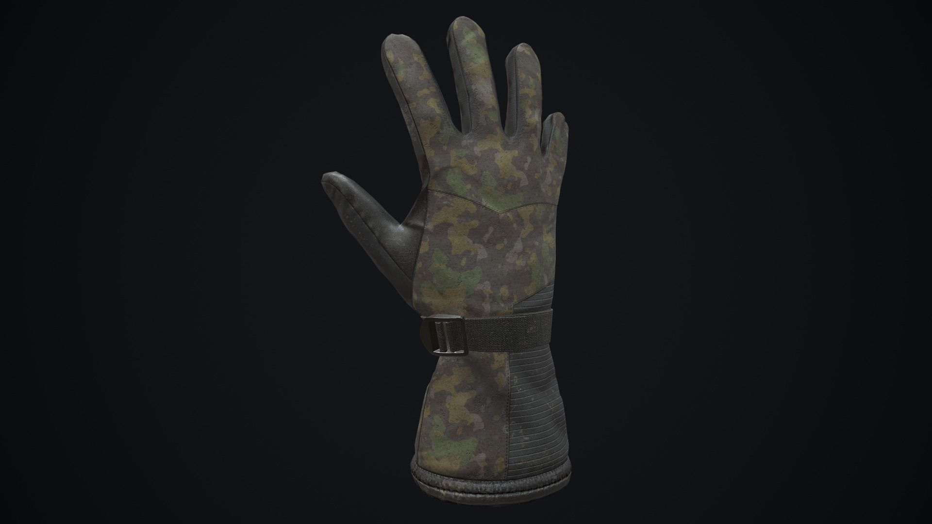 Military gloves Low-poly 3D model_2