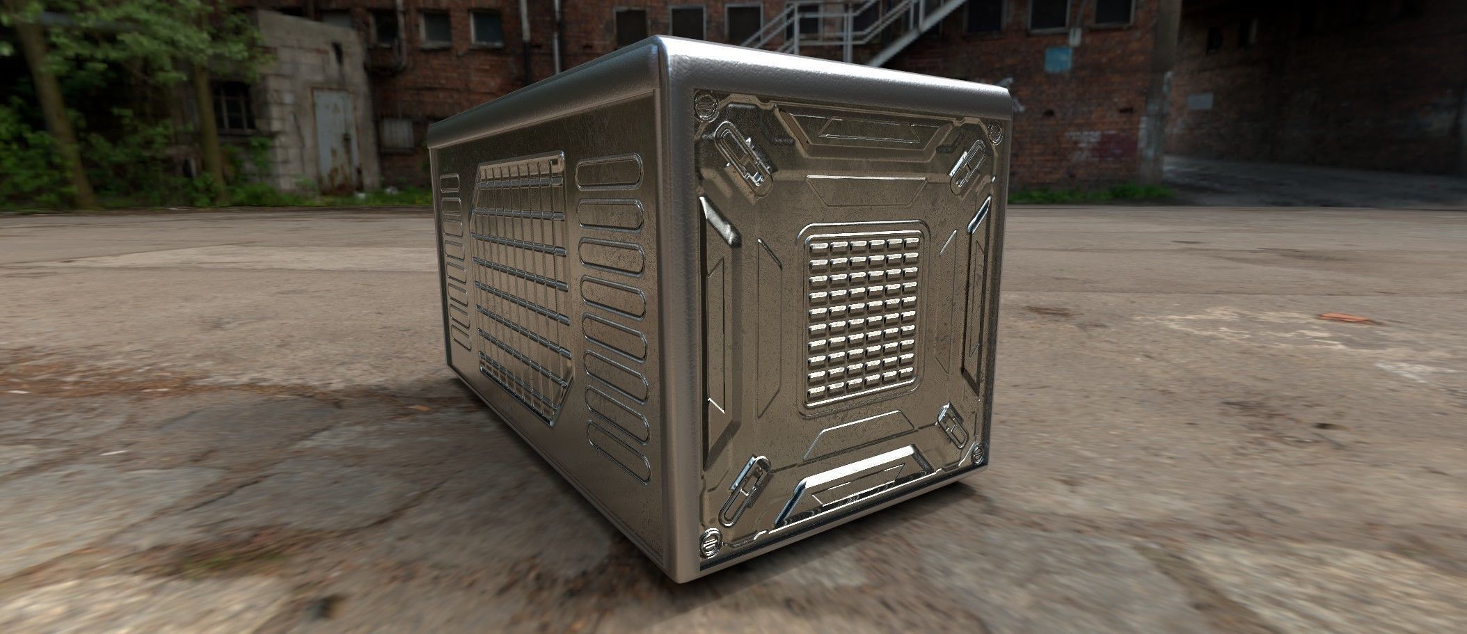 Sci fi box 3D model only 192 polygons 10 different colors Low-poly 3D model_19