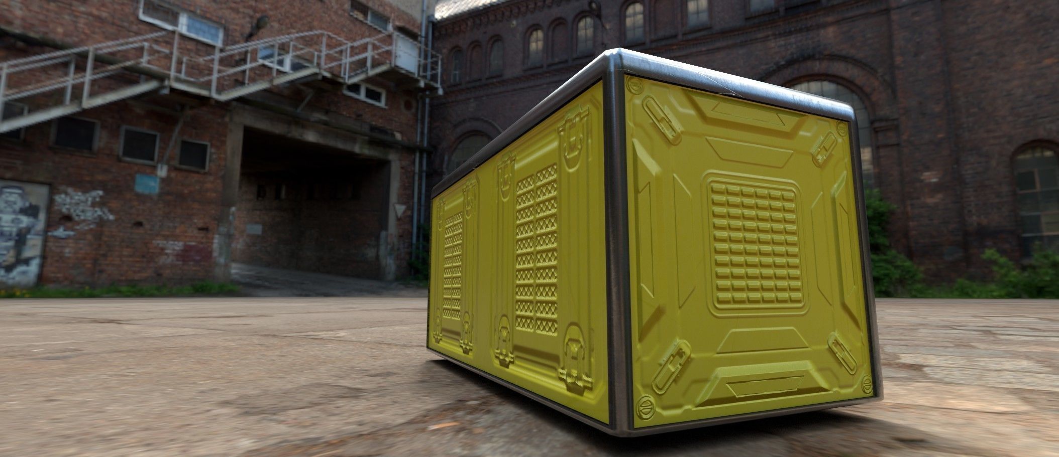 Sci fi box 3D model only 192 polygons 10 different colors Low-poly 3D model_16