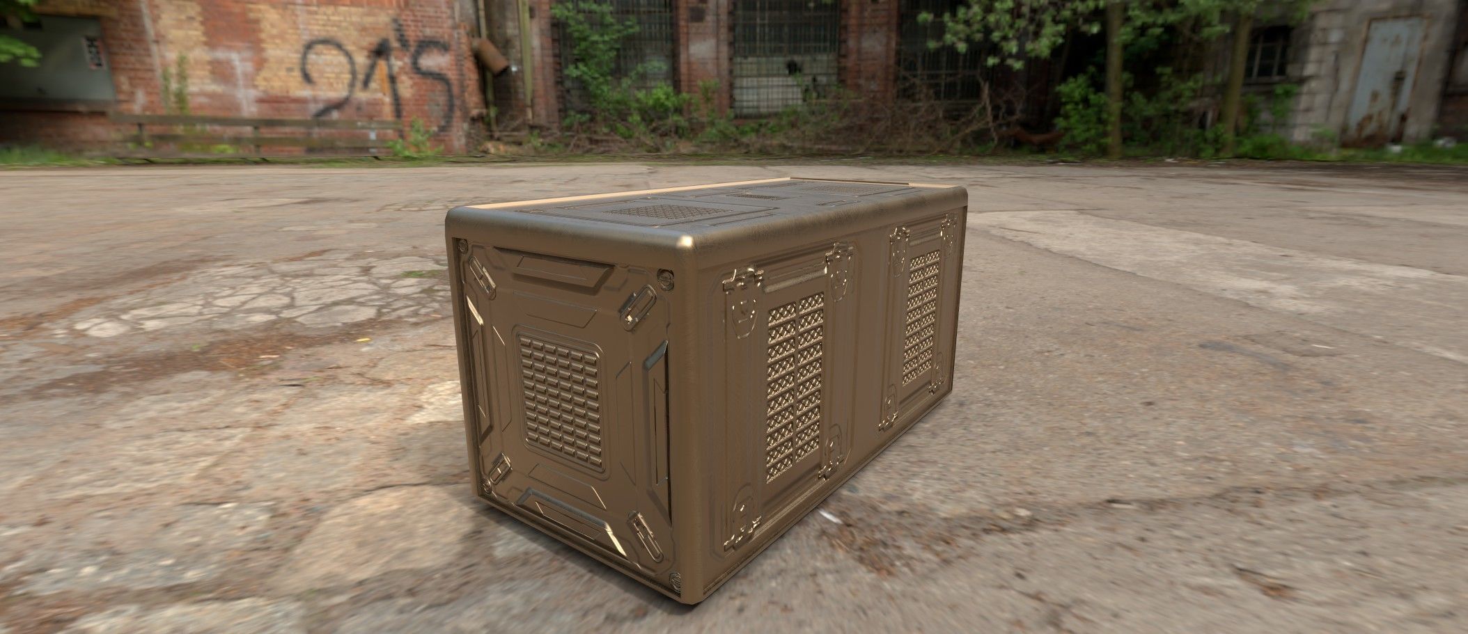 Sci fi box 3D model only 192 polygons 10 different colors Low-poly 3D model_8