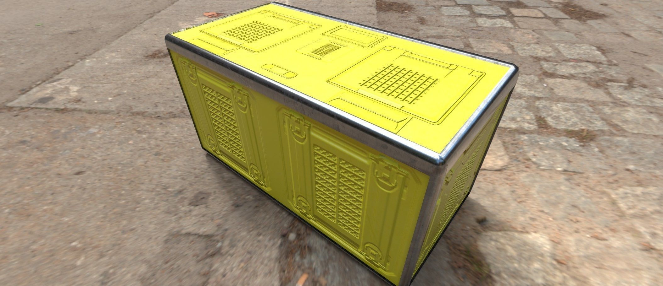 Sci fi box 3D model only 192 polygons 10 different colors Low-poly 3D model_15