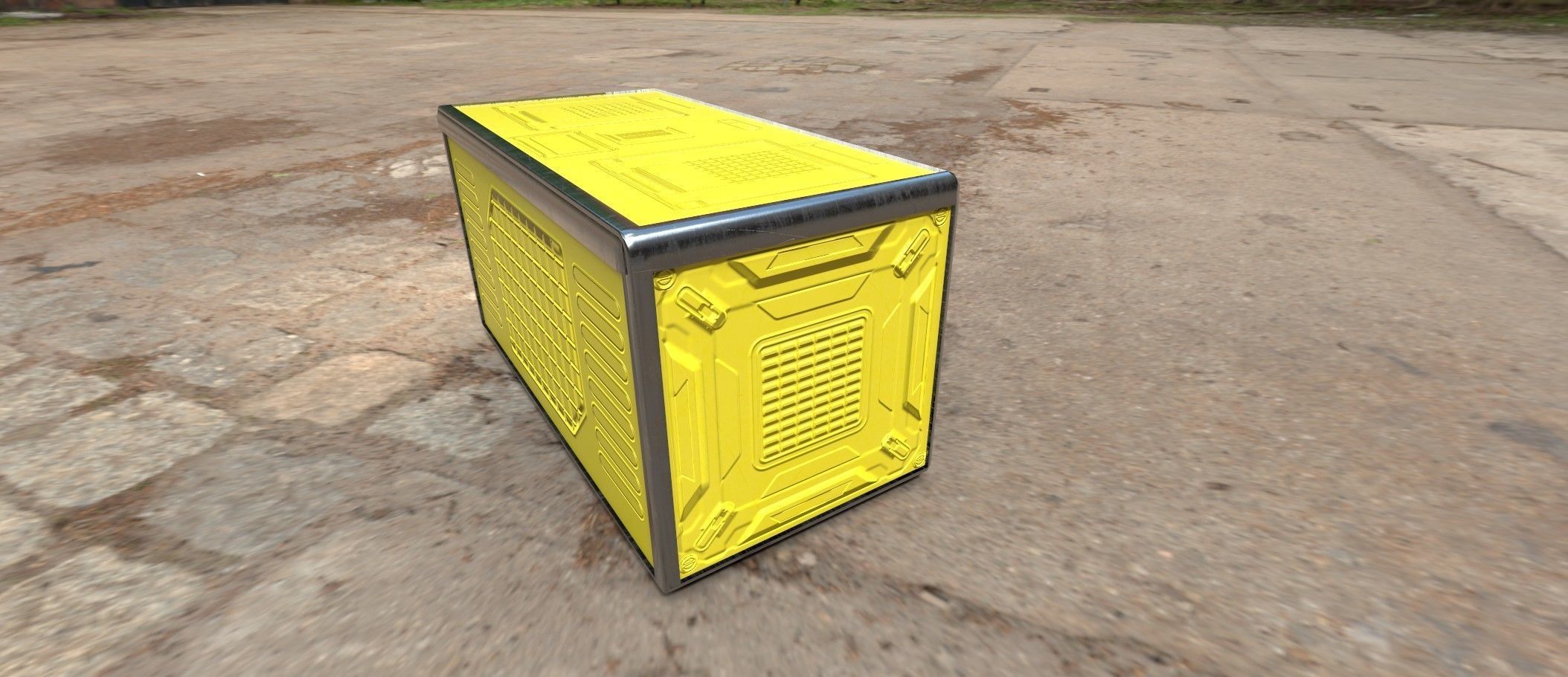 Sci fi box 3D model only 192 polygons 10 different colors Low-poly 3D model_14