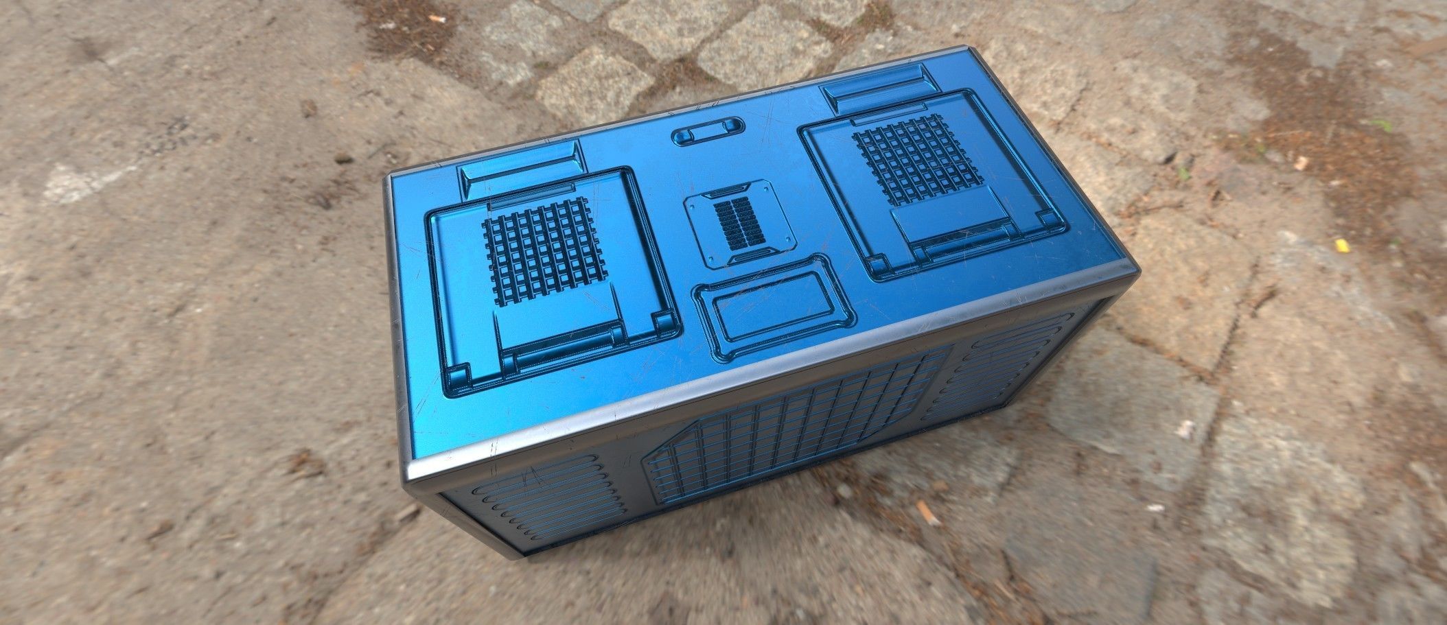 Sci fi box 3D model only 192 polygons 10 different colors Low-poly 3D model_5