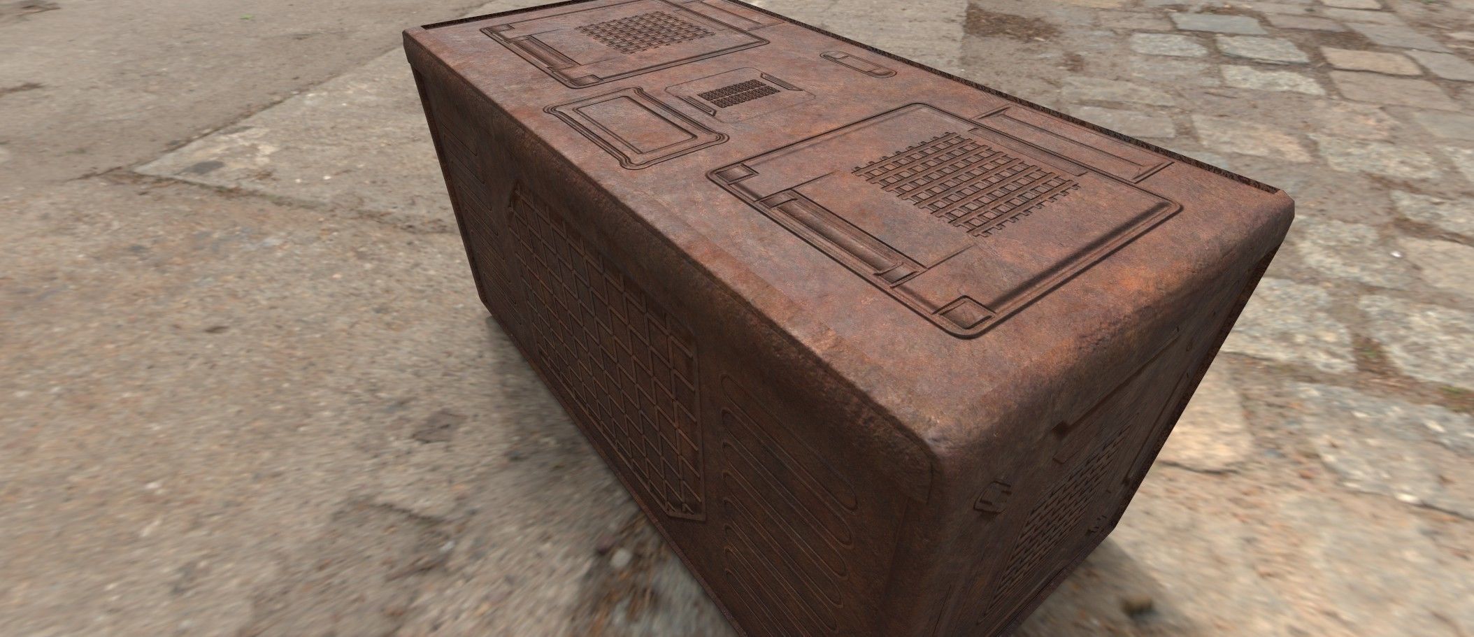 Sci fi box 3D model only 192 polygons 10 different colors Low-poly 3D model_32