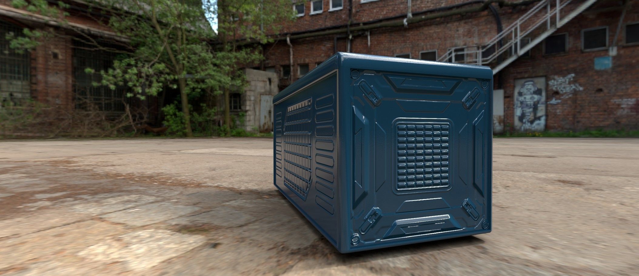 Sci fi box 3D model only 192 polygons 10 different colors Low-poly 3D model_25