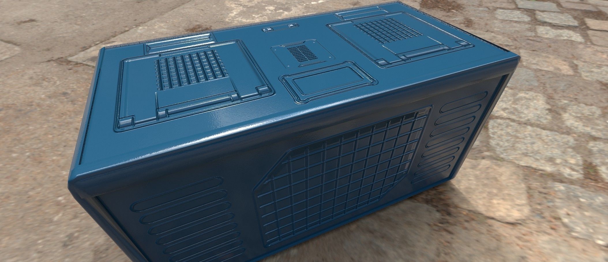 Sci fi box 3D model only 192 polygons 10 different colors Low-poly 3D model_26