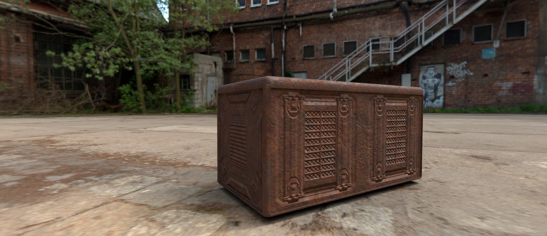 Sci fi box 3D model only 192 polygons 10 different colors Low-poly 3D model_31