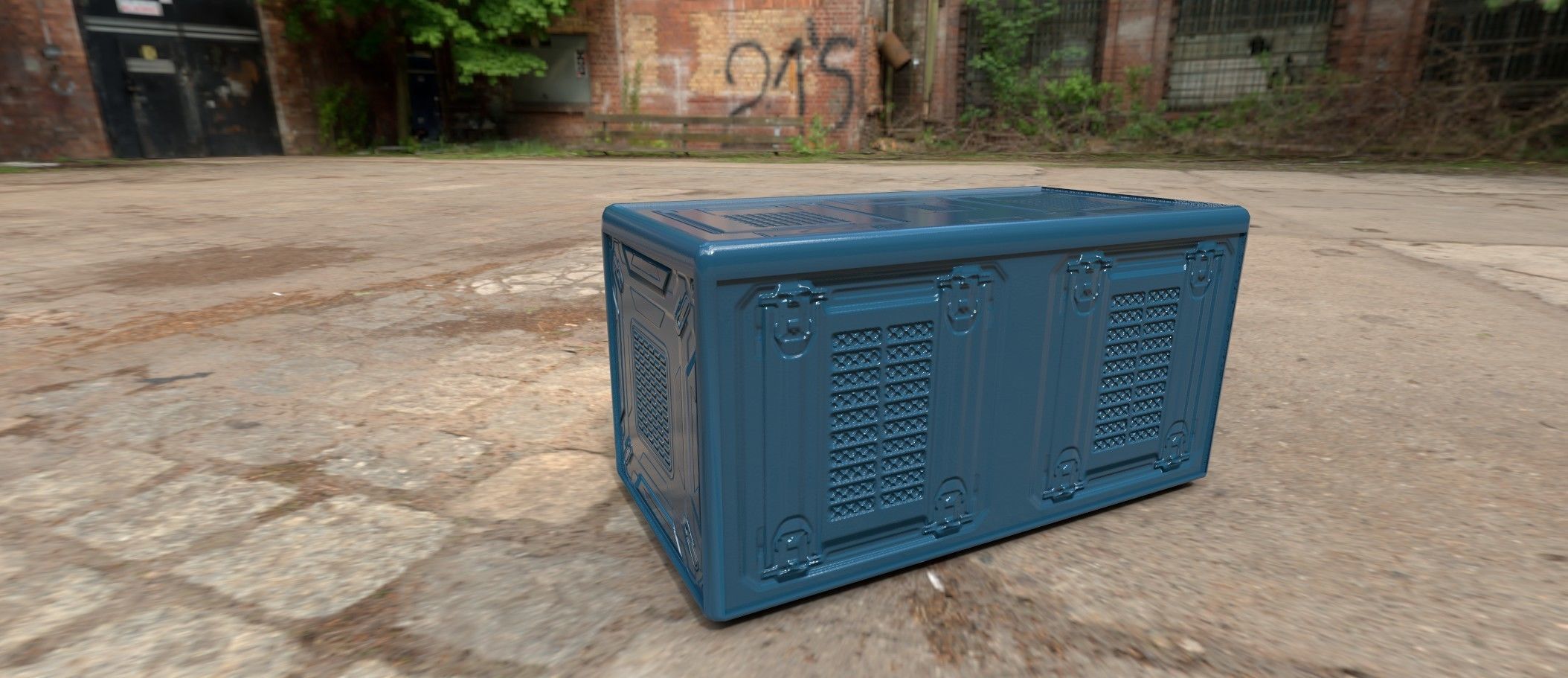 Sci fi box 3D model only 192 polygons 10 different colors Low-poly 3D model_24