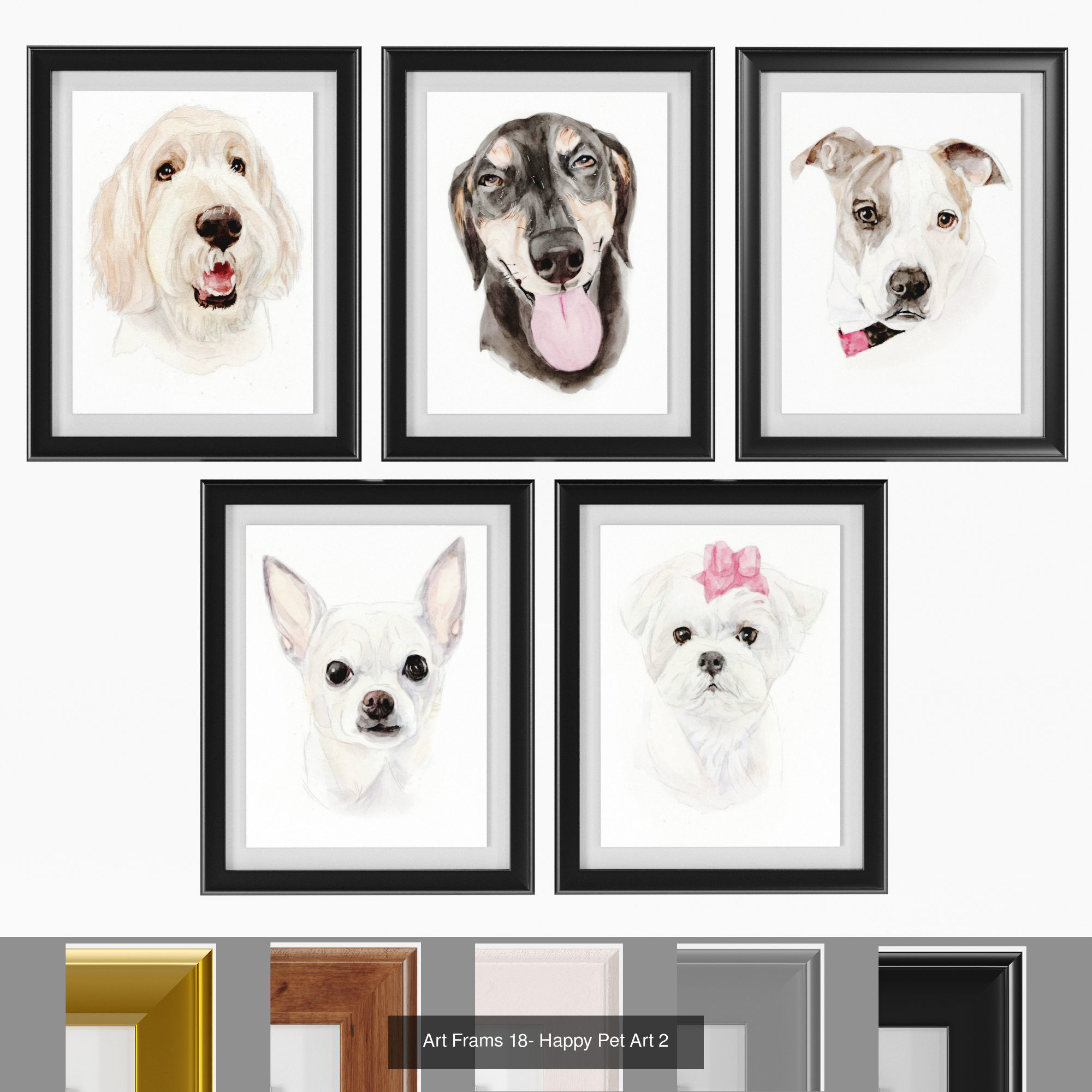 9 Art Frames Happy Pet Art 3D Model Collection_2