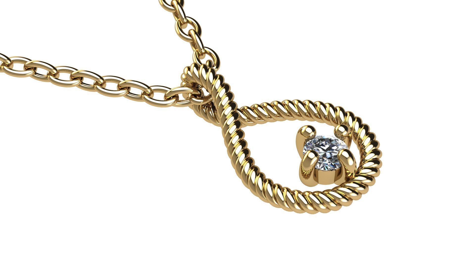 Cable Drop Pendant with Diamond 3D print model_3