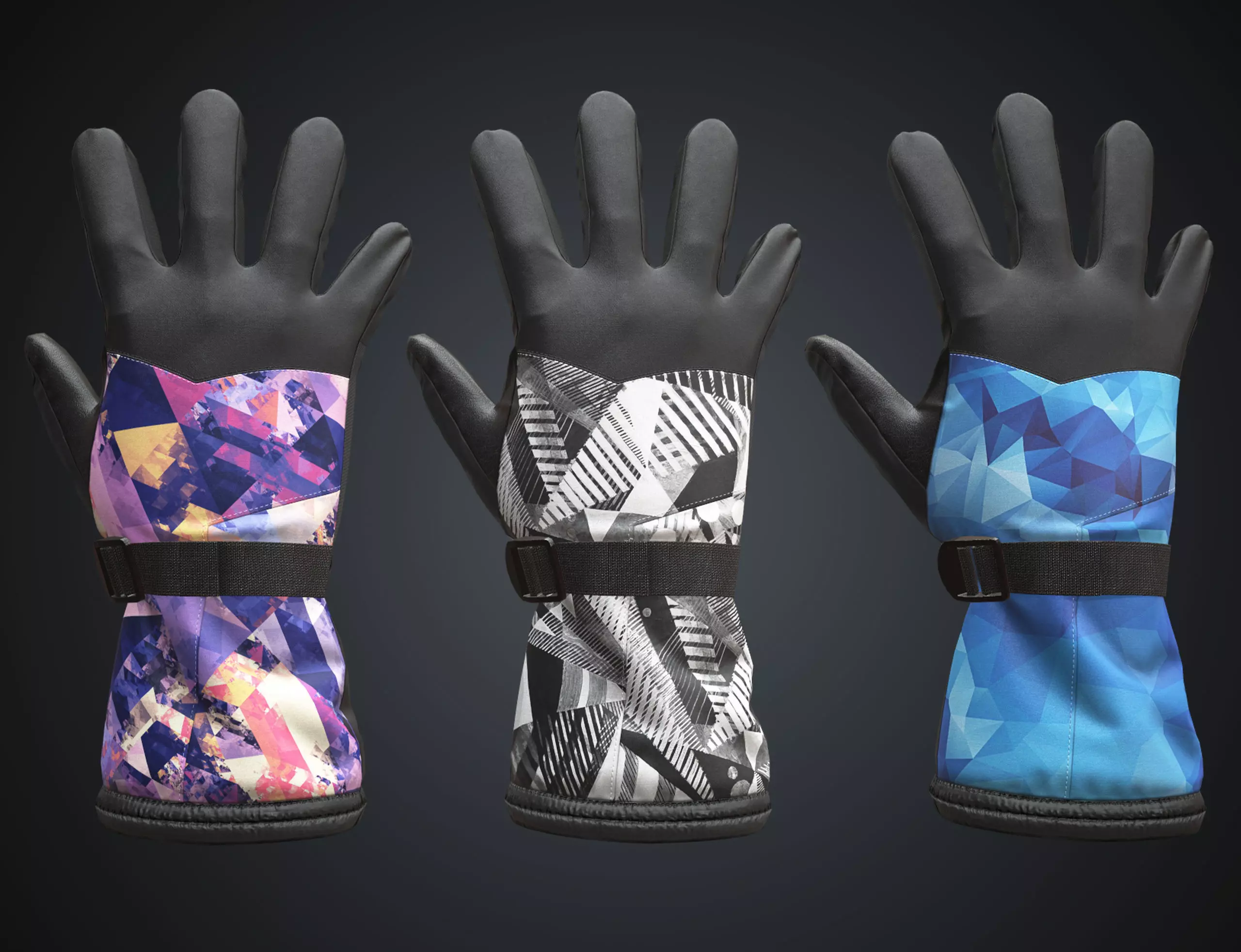 Snowboarding gloves Low-poly 3D model
